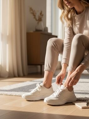 NWOT GEOX D Fluctis Cream Leather Sneakers